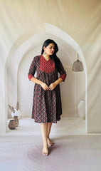 Ajrakh Hand Block Printed Cotton One-Piece Dress – Ethnic Summer Wear