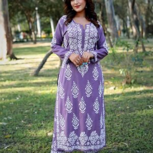 Lavender Color Lucknow Chikankari Kurti Set