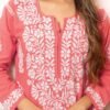 Peach Lucknow Chikankari Kurti Set