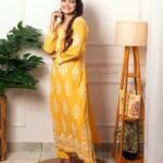 Yellow Lucknow Chikankari Kurti Set