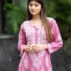 Pink Lucknow Chikankari Kurti Set