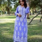 Blue Lucknow Chikankari Kurti Set