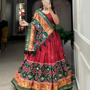 Tussar Silk Lehenga with Patola Print